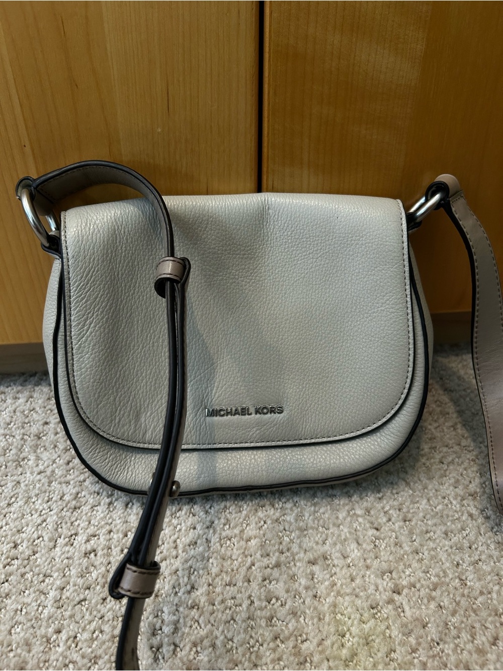 Michael Kors Pebbled White Crossbody Saddle Bag